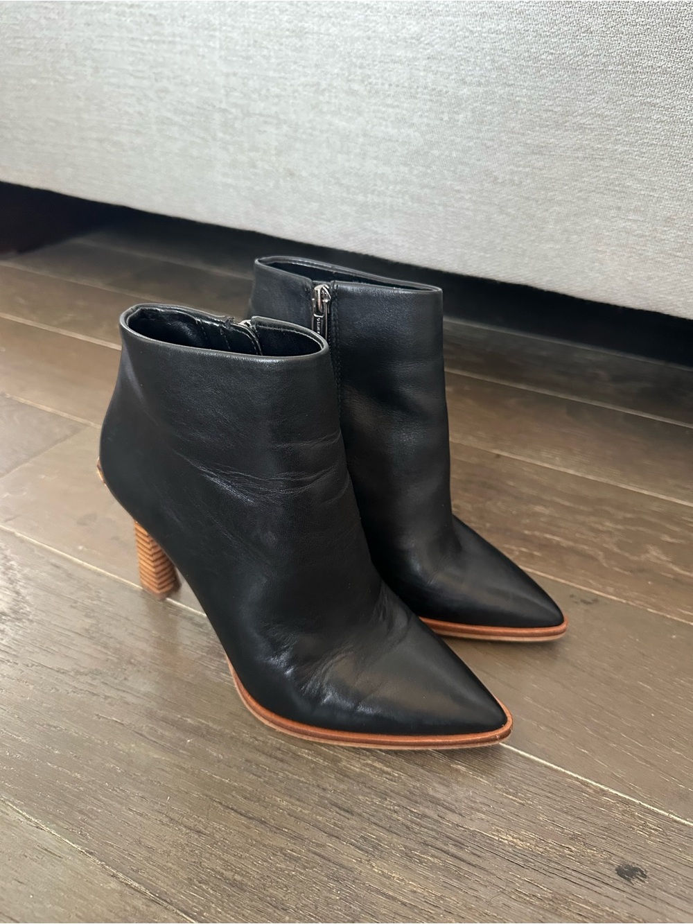Vince Camuto Black Leather Pointed Ankle Booties